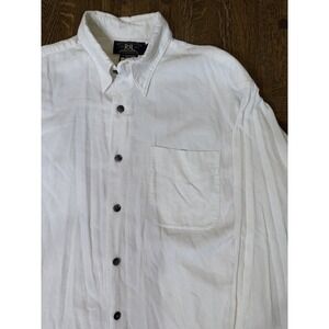 Vtg RRL Ralph Lauren white long sleeve button down shirt rayon Cotton Textured M